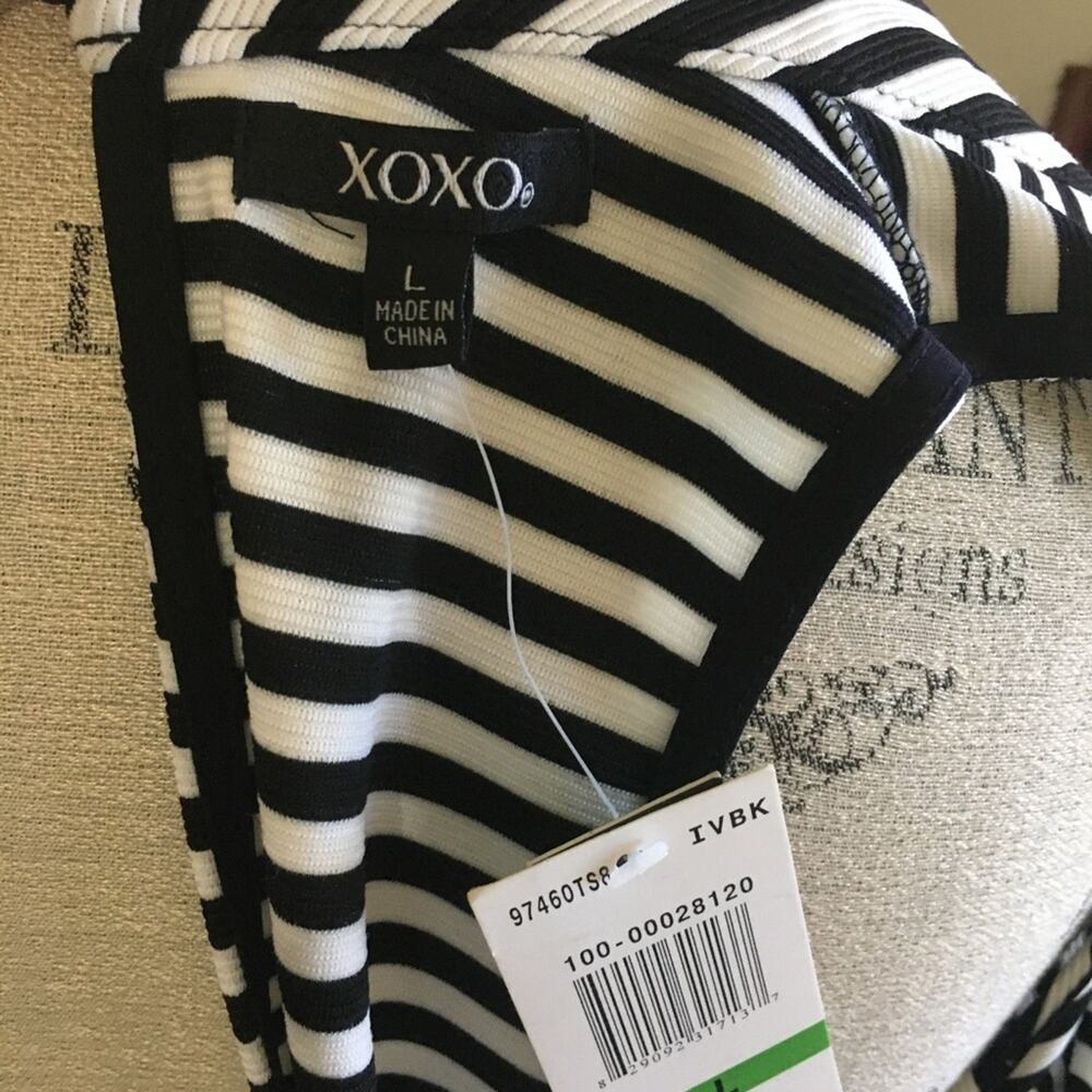 Y2K XOXO cold shoulder striped dress NEW - Picture 8 of 8